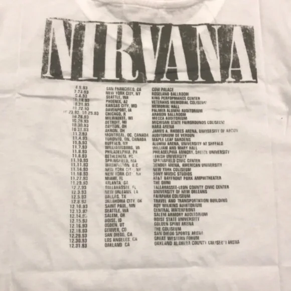 SOLD OUT White Nirvana Vintage Concert Band Graphic T-Shirt - Picture 7 of 7